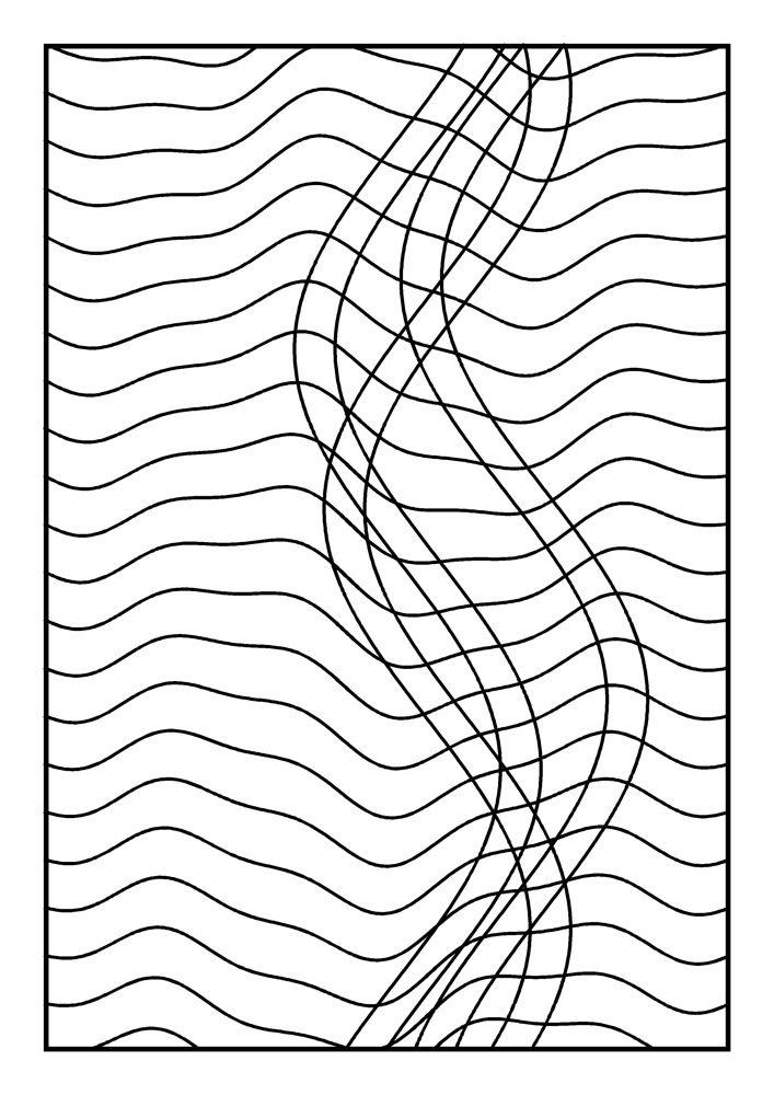 Op-Art Waves Coloring Page #2