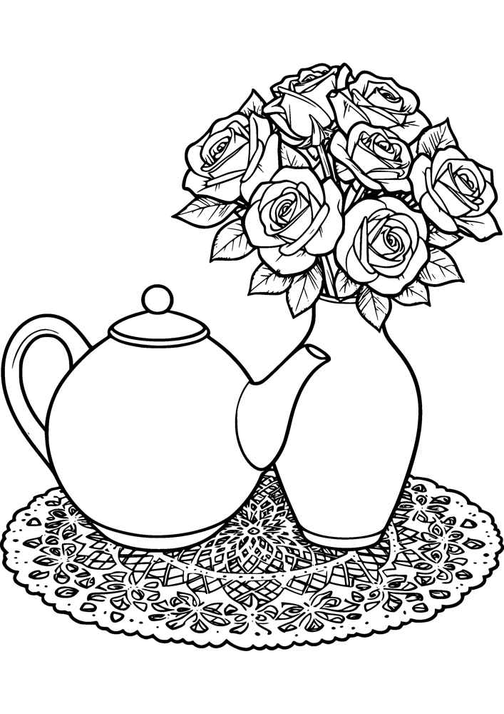 Teapot and Roses