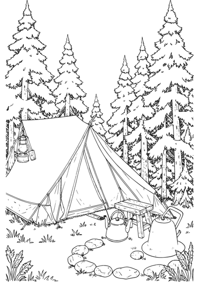 Campsite with Lantern