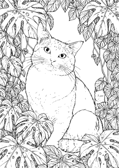 Cat Among Houseplants
