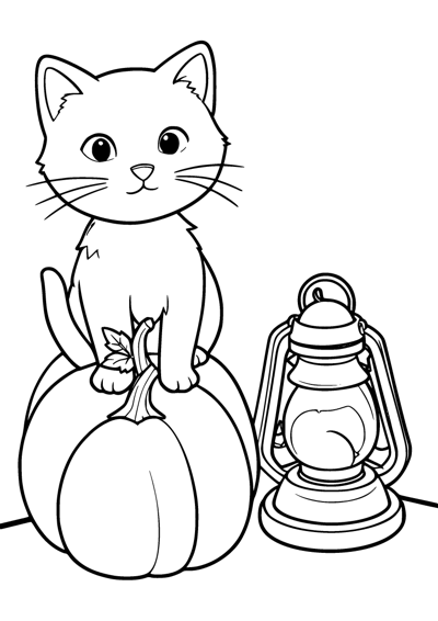 Cat on the Pumpkins
