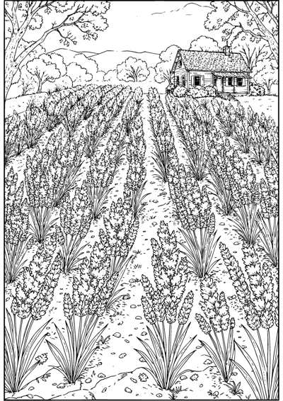 Lavender Field Rows