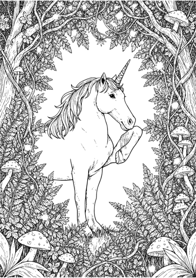 Unicorn in the Starlit Forest