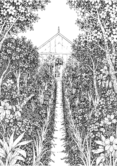 Winding Greenhouse Path