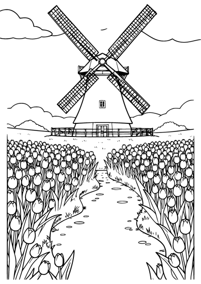 Windmill Tulip Field